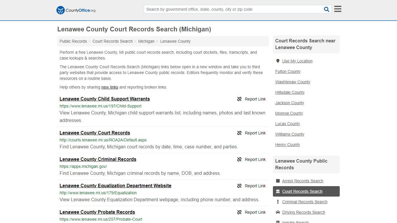 Lenawee County Court Records Search (Michigan) - County Office