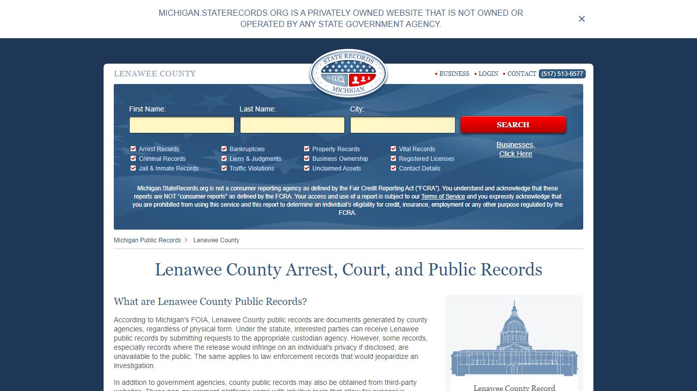 Lenawee County Arrest, Court, and Public Records