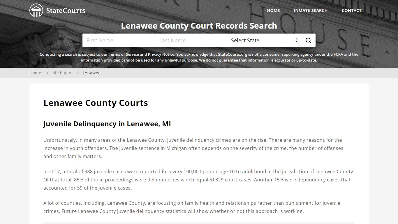 Lenawee County, MI Courts - Records & Cases - StateCourts