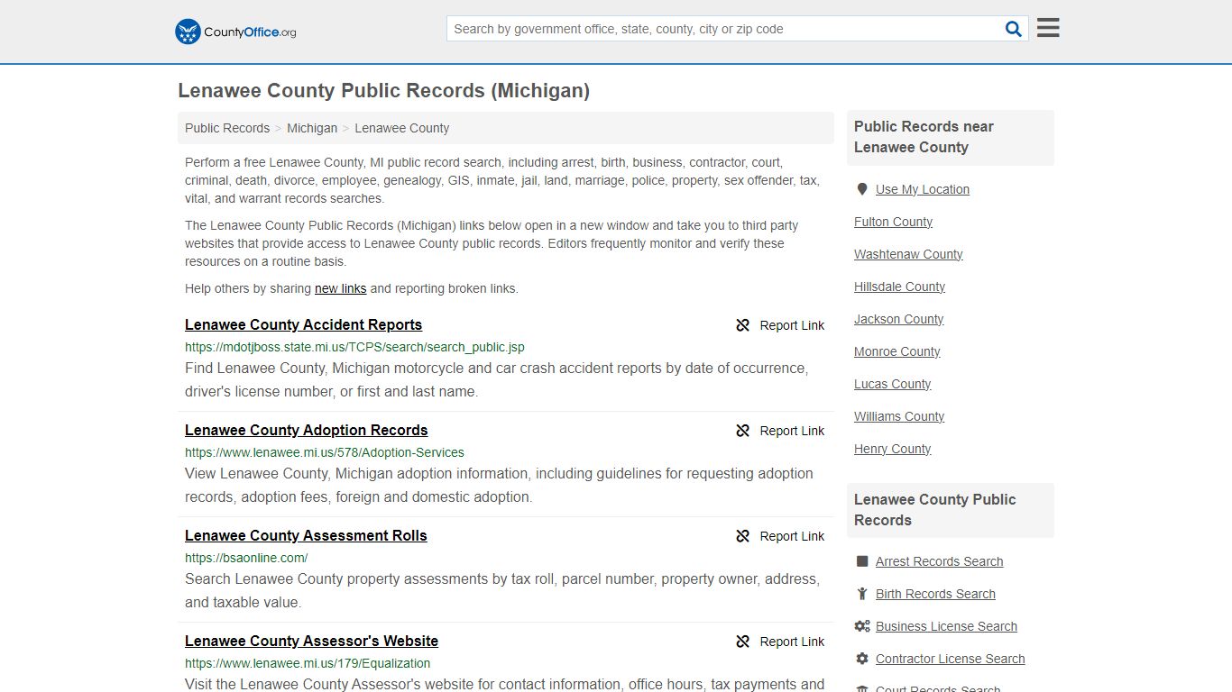 Public Records - Lenawee County, MI (Business, Criminal, GIS, Property ...