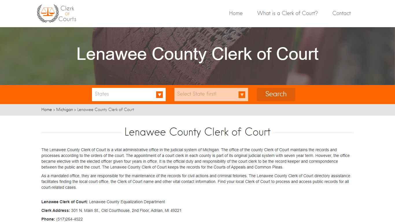 Lenawee County Clerk of Court